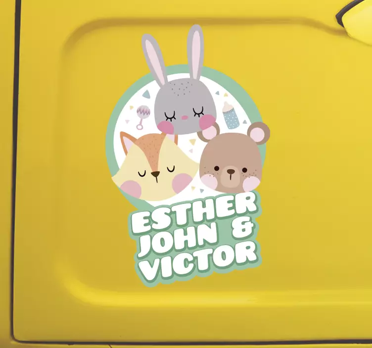 船上有名字的动物贴纸 - TenStickers