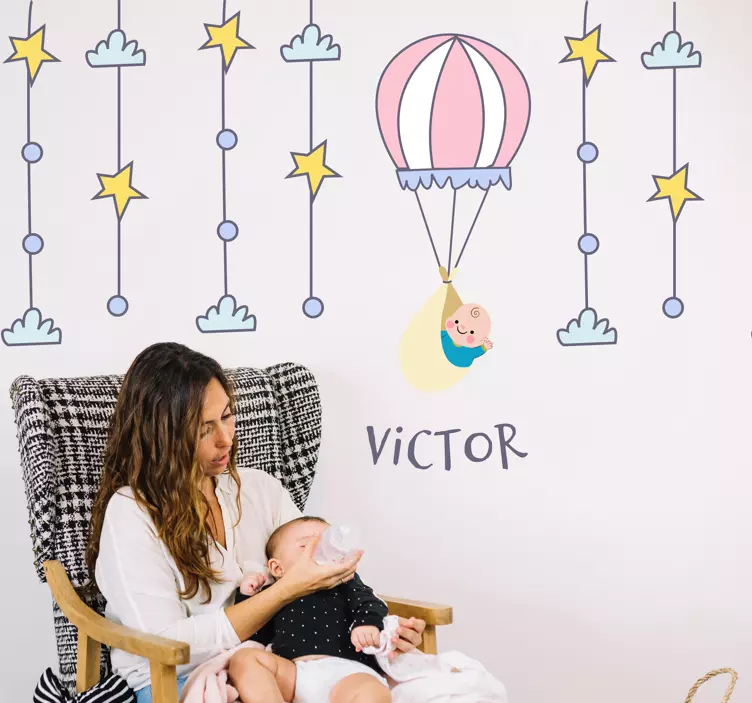 乘坐热气球的宝贝孩子房间贴纸 - TenStickers
