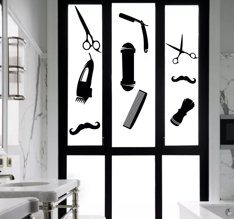 理发师图标窗口贴纸 - TenStickers