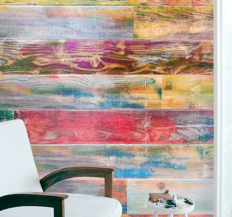 卧室贴纸为您增添彩色木纹条纹 - TenStickers