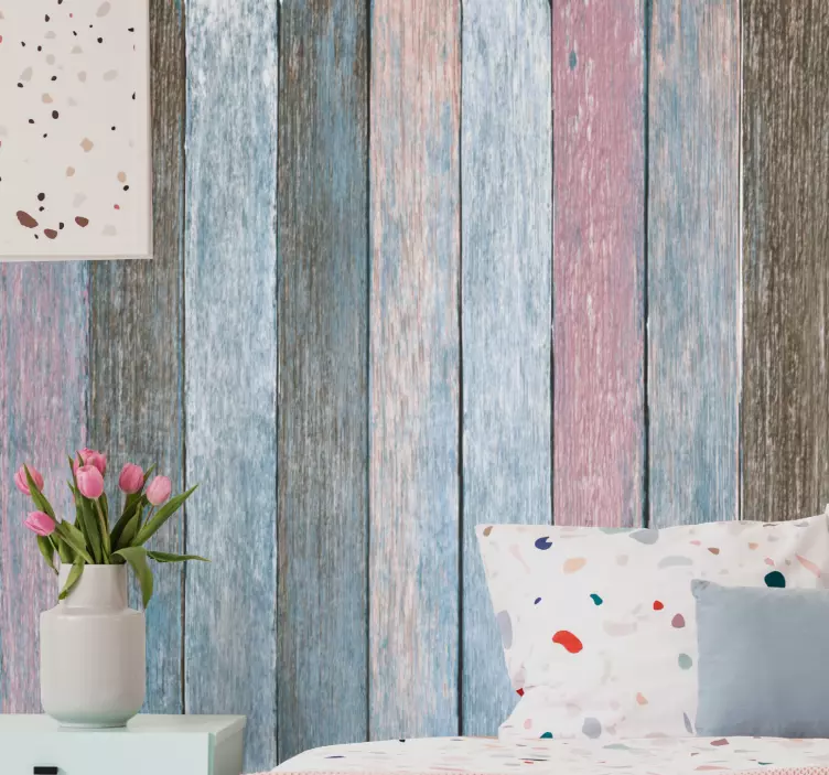 卧室贴纸采用乡村木板纹理设计 - TenStickers