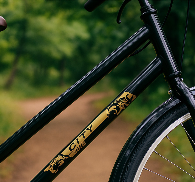 自行车贴纸黑金框架 - TenStickers