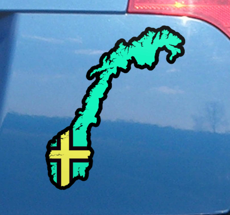 蓝色的挪威地图与标志车贴花 - TenStickers