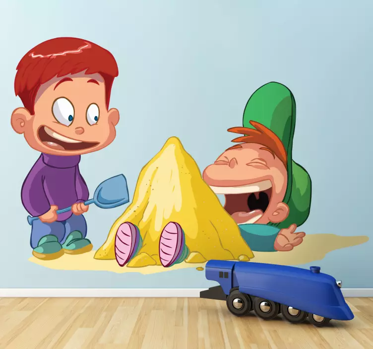 男孩玩沙子的孩子贴花 - TenStickers