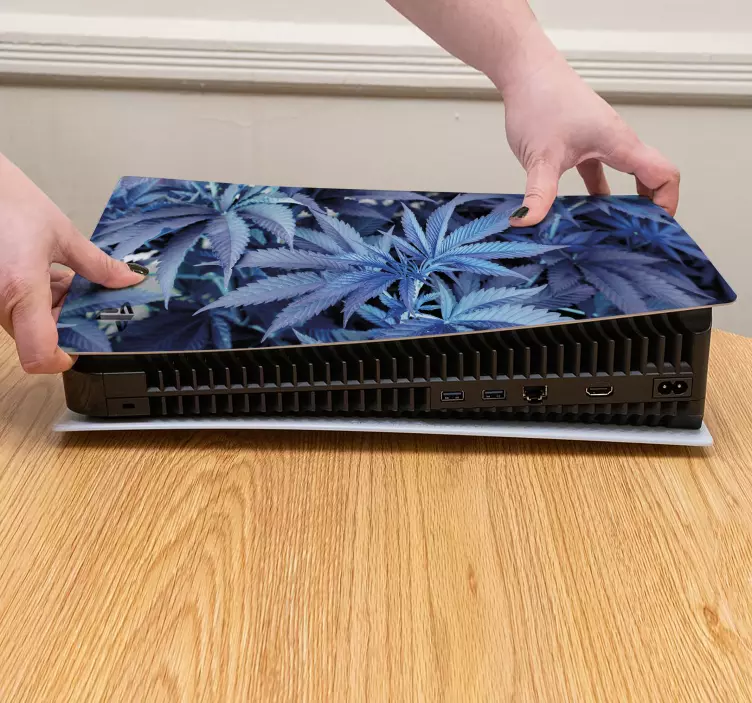 蓝色ps5大麻贴纸 - TenStickers