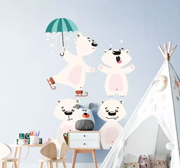 圣诞节北极熊圣诞节贴纸 - TenStickers