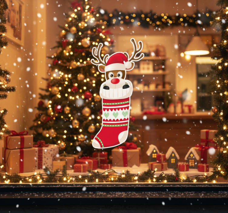 动物贴画驯鹿圣诞袜 - TenStickers