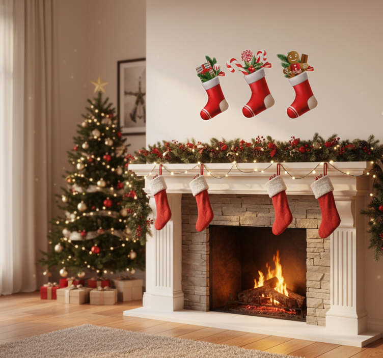 动物贴画 圣诞袜糖果礼物 - TenStickers