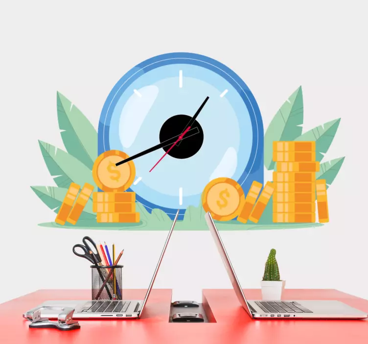 动物贴画时间与货币 - TenStickers