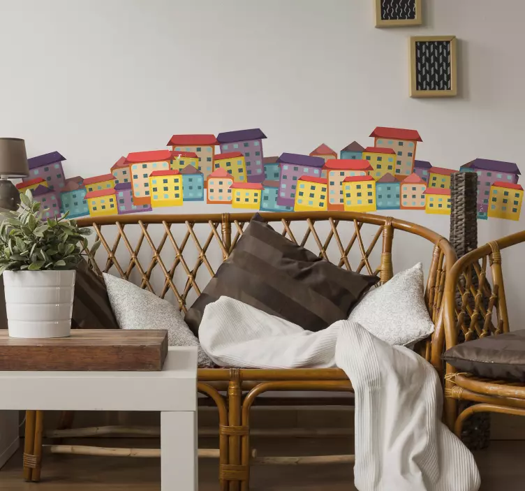 色彩缤纷的房子客厅墙装饰 - TenStickers