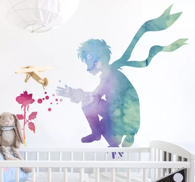 多彩的小王子和玫瑰贴纸 - TenStickers