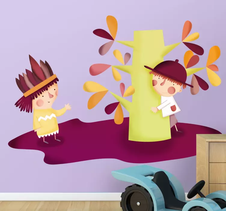 牛仔和印第安人的孩子们贴纸 - TenStickers