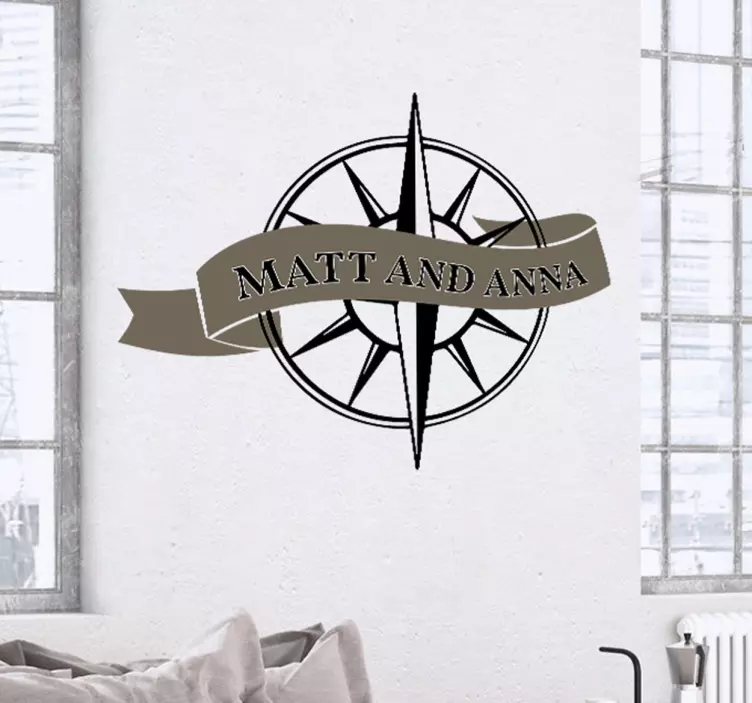 可定制的指南针婚礼横幅贴纸 - TenStickers