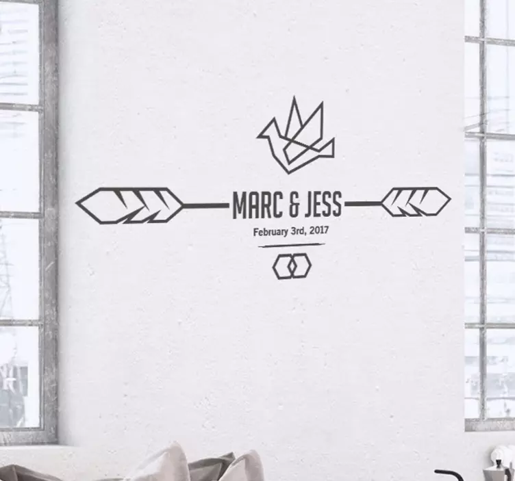 可定制的现代婚礼签贴 - TenStickers