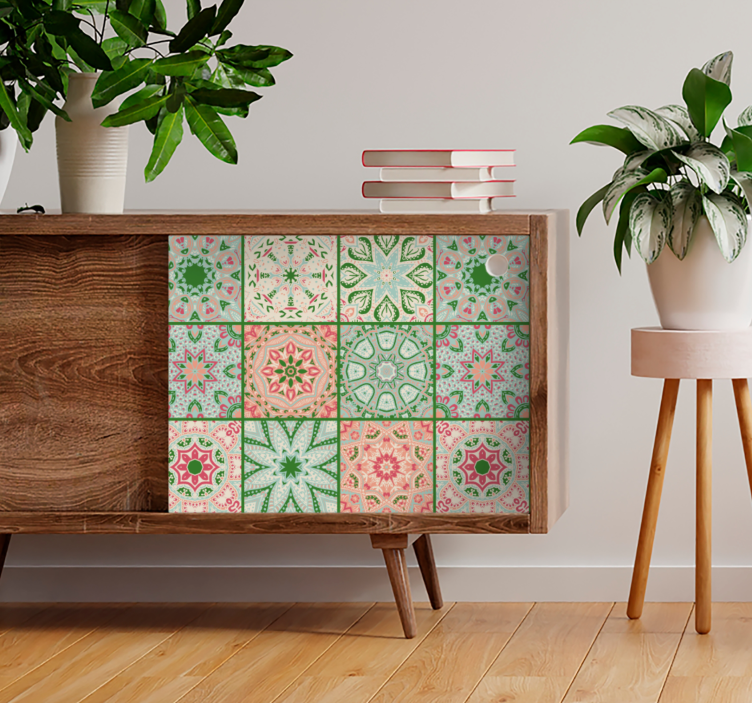 贴纸装饰色彩缤纷的图案瓷砖 - TenStickers