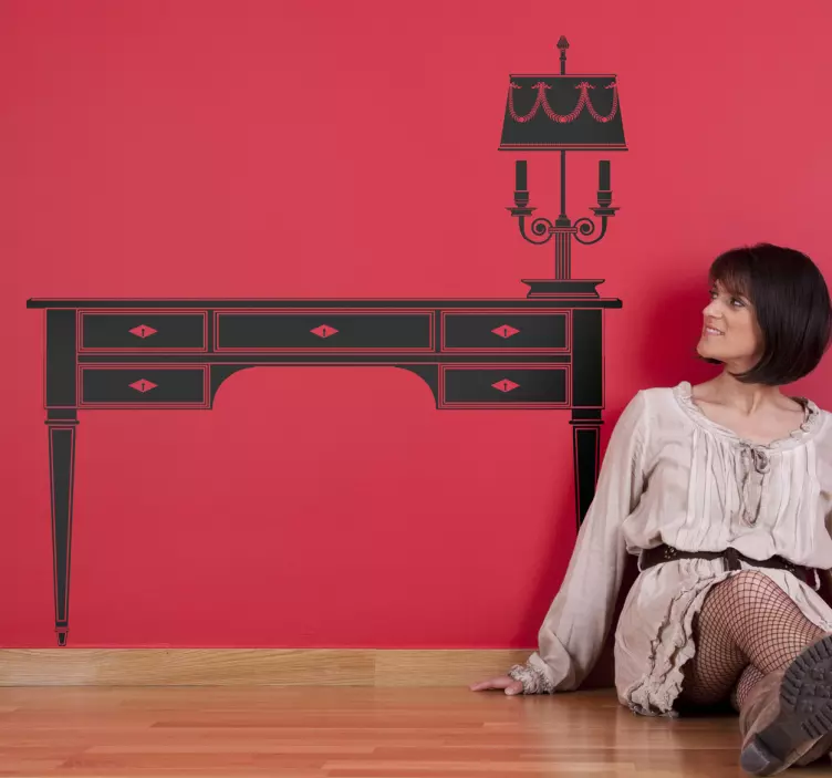 桌子和灯剪影贴纸 - TenStickers