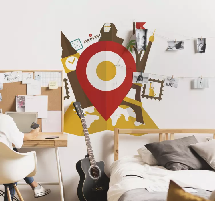 目的地地图点墙贴 - TenStickers