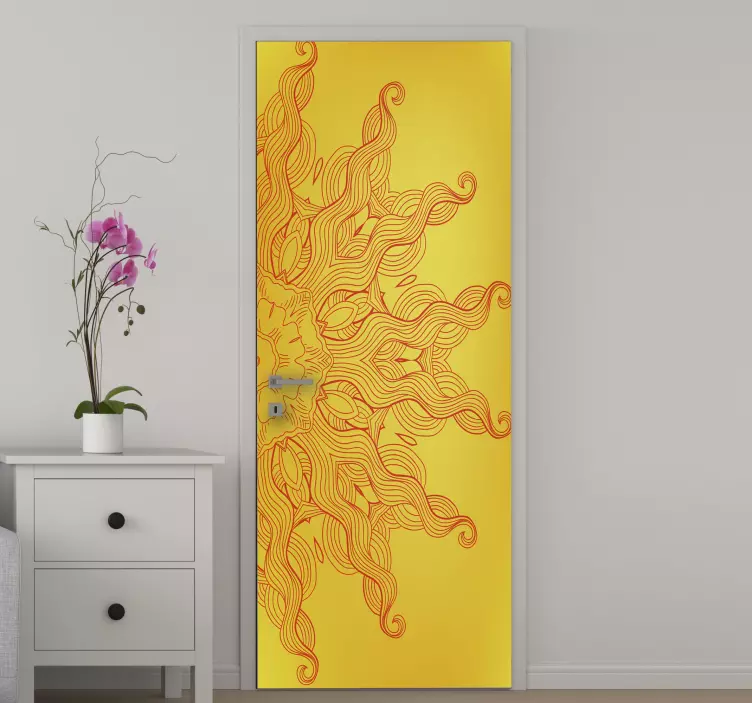 门贴采用耀眼的阳光爆发图案 - TenStickers