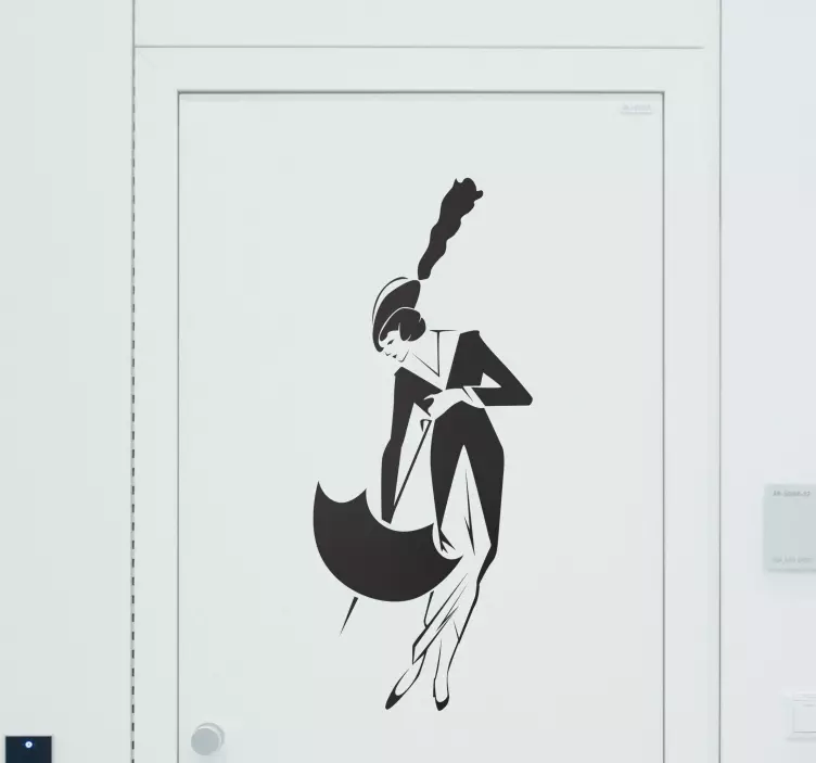 雨伞的优雅女人贴纸 - TenStickers