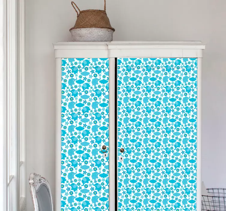 花卉大象图案乙烯基壁纸 - TenStickers