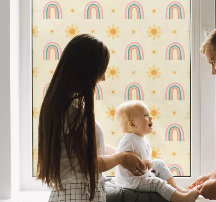 鲜花和彩虹窗户贴花 - TenStickers