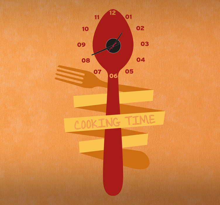 叉子和勺子时钟贴纸 - TenStickers