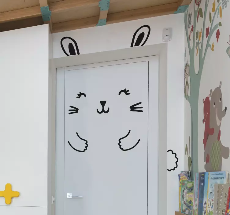 有趣的兔子门贴纸 - TenStickers