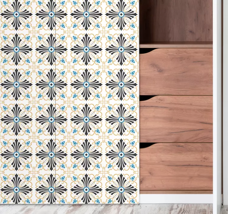 家具贴纸复古植物图案瓷砖 - TenStickers