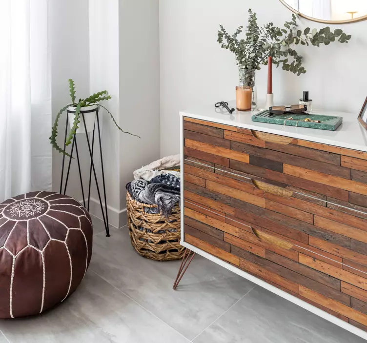 家具贴纸呈现乡村木板纹理 - TenStickers