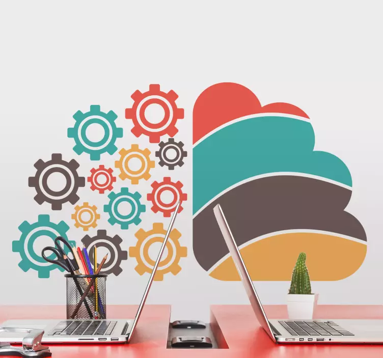 贴纸 形状墙贴 彩色齿轮图案 - TenStickers