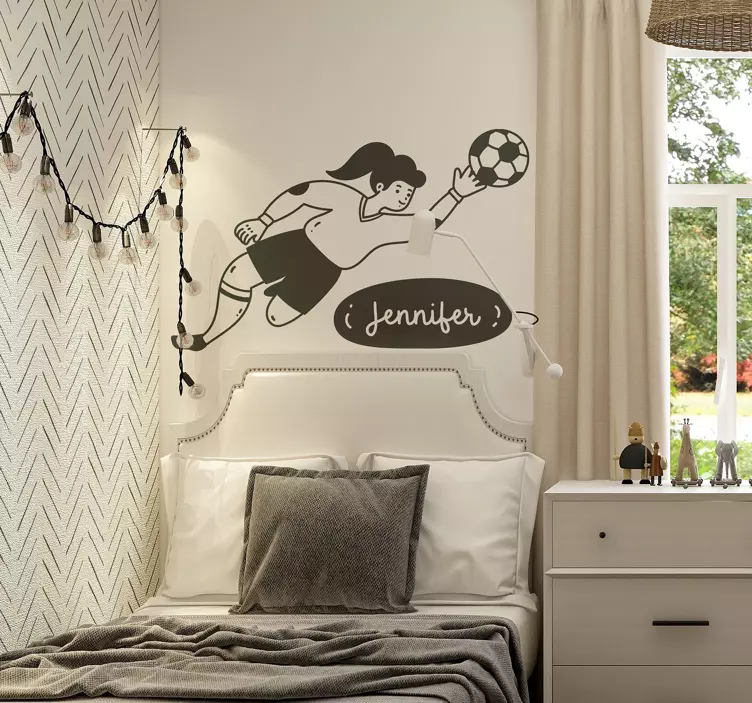女孩守门员个性化足球贴纸 - TenStickers