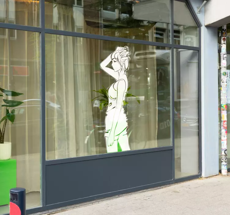 女孩头发撑起墙贴 - TenStickers