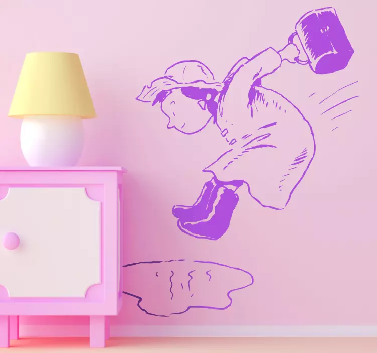 跳进水坑里的女孩贴纸 - TenStickers