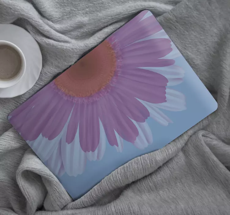 在彩色背景笔记本电脑皮肤上的半朵花 - TenStickers