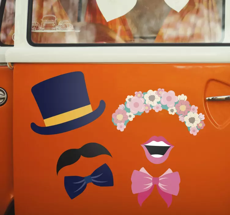 婚车门的帽子和头饰贴纸 - TenStickers
