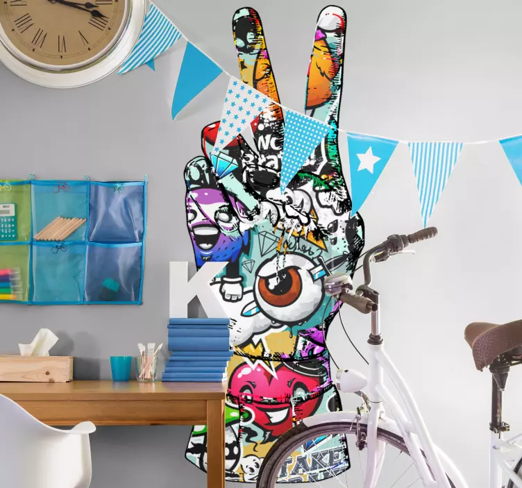 重金属贴纸 彩色和平手 - TenStickers