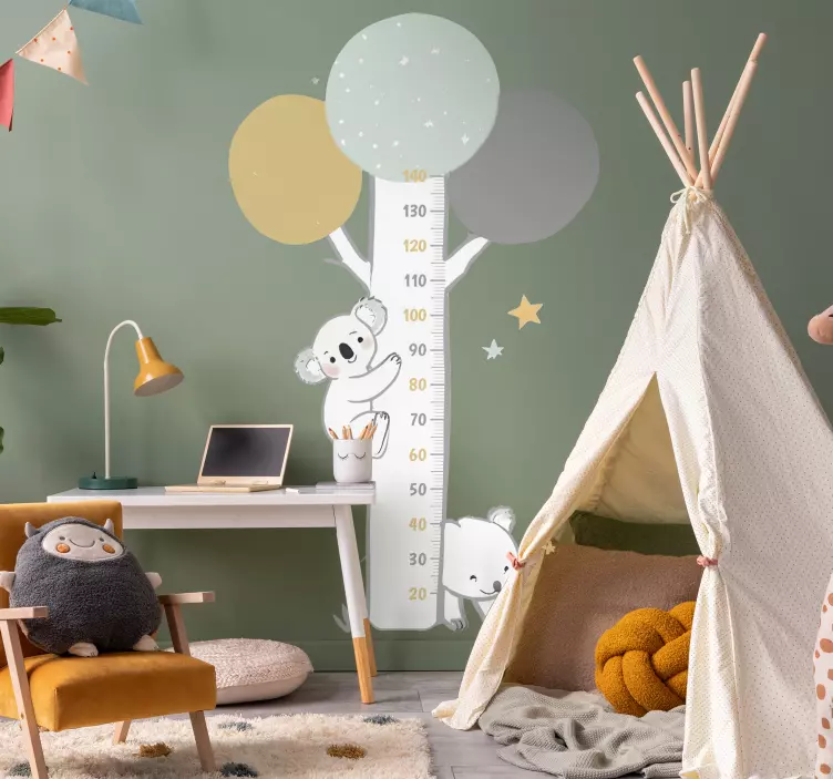 高度表贴纸 有动物的粉彩树 - TenStickers