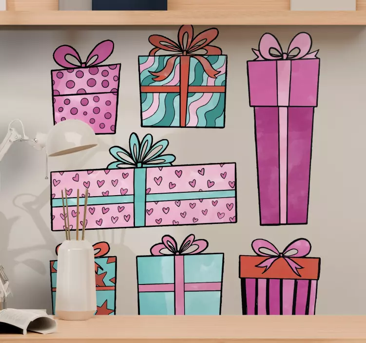动物贴画彩色礼品箱 - TenStickers