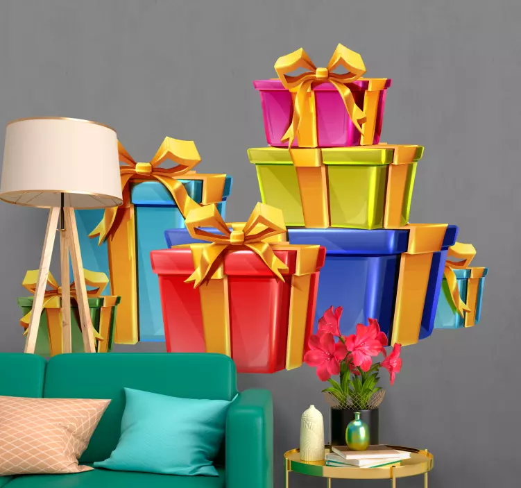 贴纸 节日和节日墙贴 彩色礼品盒 - TenStickers