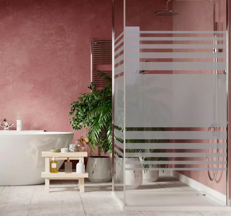 横条纹淋浴屏线条贴 - TenStickers