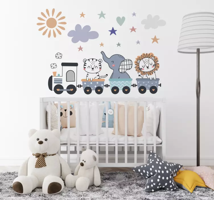 插图贴纸 快乐的动物火车 - TenStickers