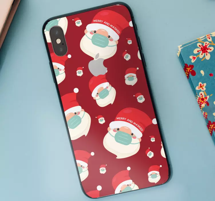 iPhone贴纸 快乐的圣诞老人脸 - TenStickers