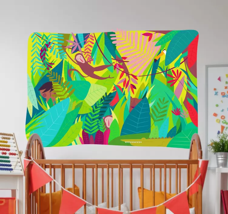 丛林场景孩子贴花 - TenStickers