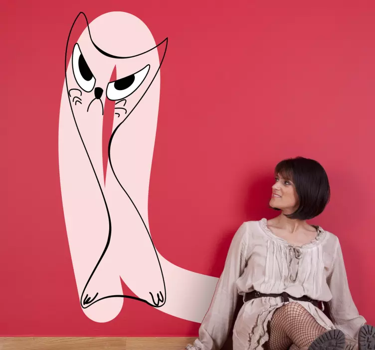 孩子们粉红色的猫中风墙贴 - TenStickers