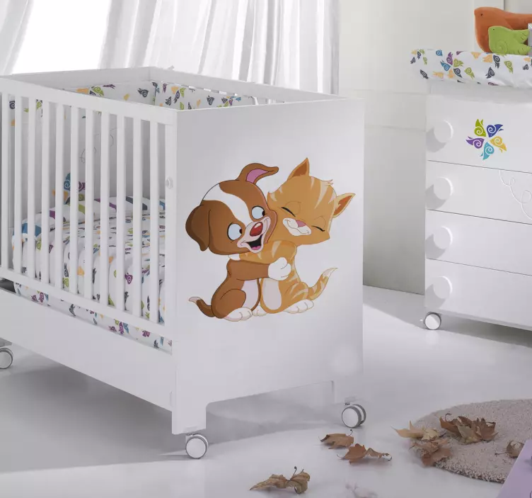 孩子们贴纸拥抱猫和狗 - TenStickers