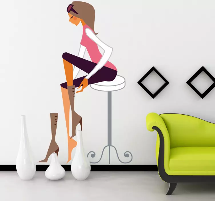 尝试靴子的女士装饰贴纸 - TenStickers