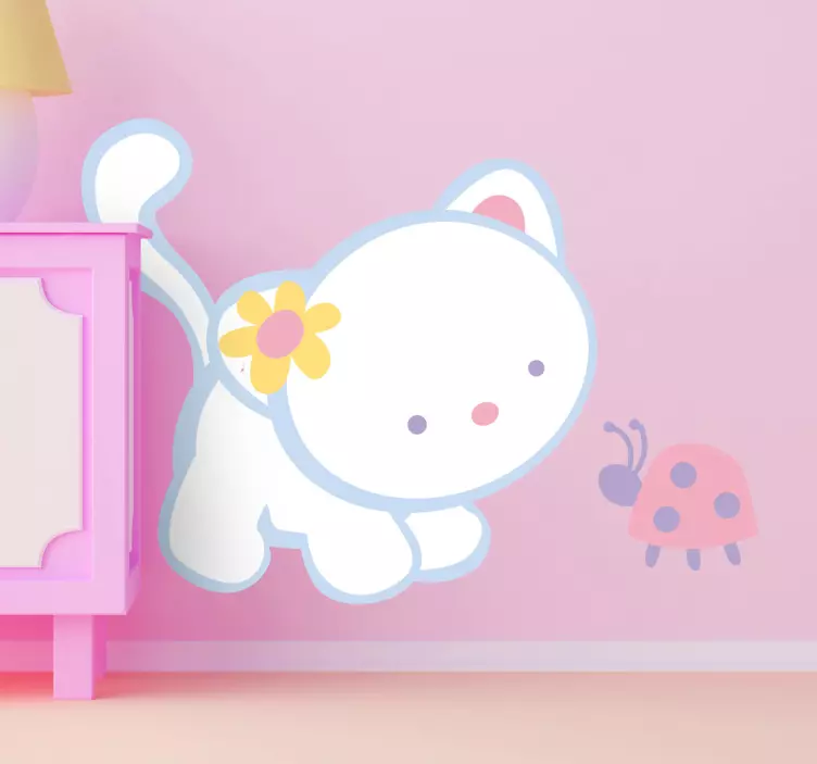 瓢虫和小猫贴花 - TenStickers