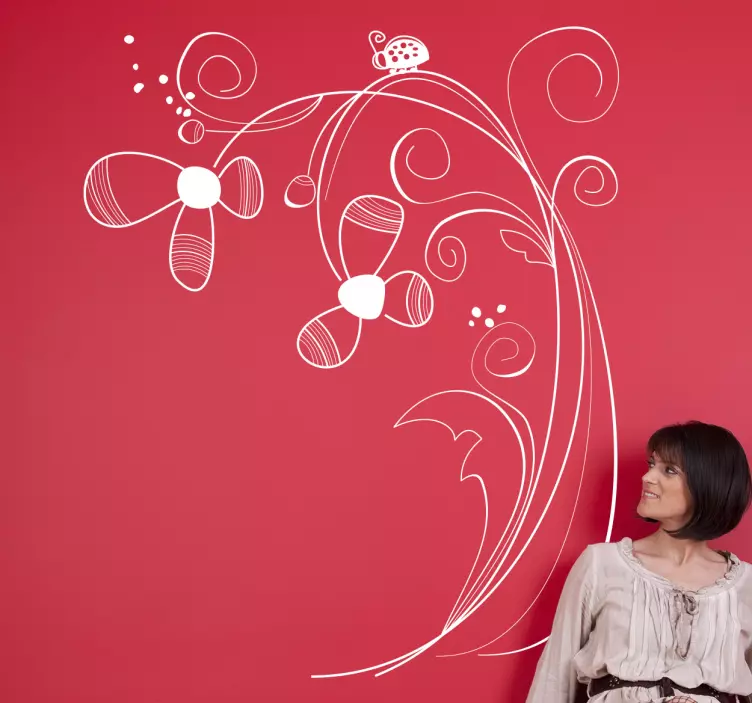 雏菊墙上的瓢虫贴 - TenStickers