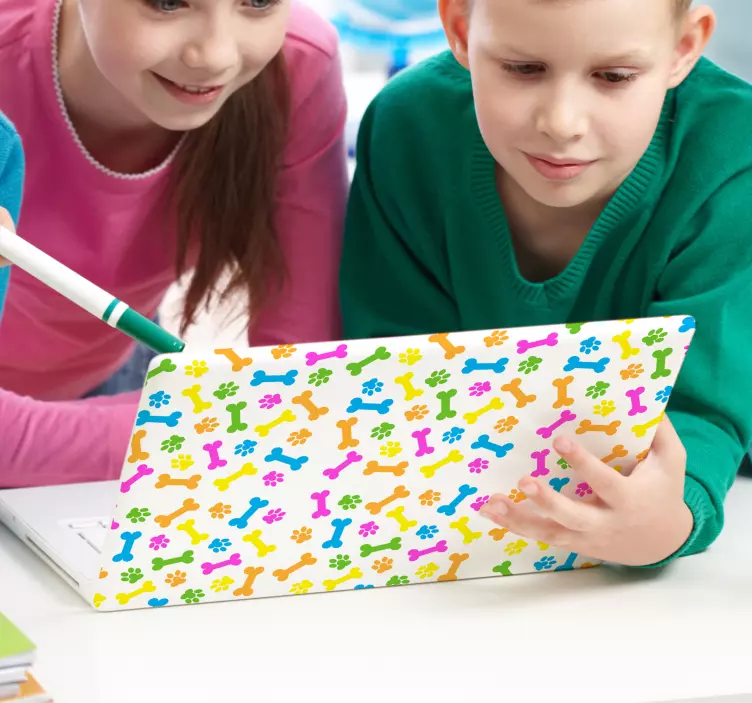 笔记本电脑皮肤 色彩斑斓的爪印图案 - TenStickers