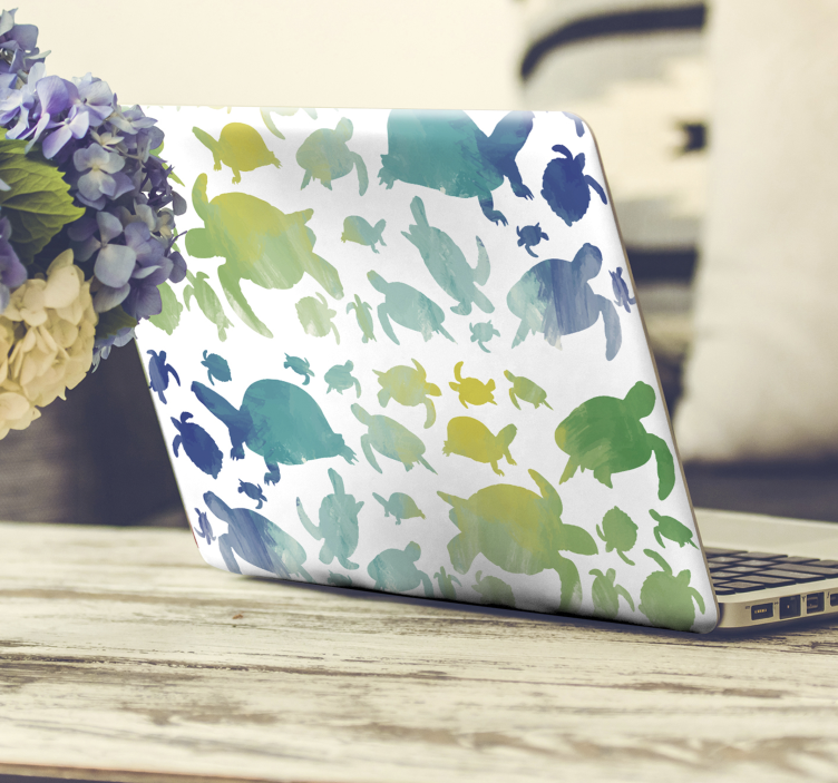 笔记本电脑皮肤 彩色海龟剪影 - TenStickers